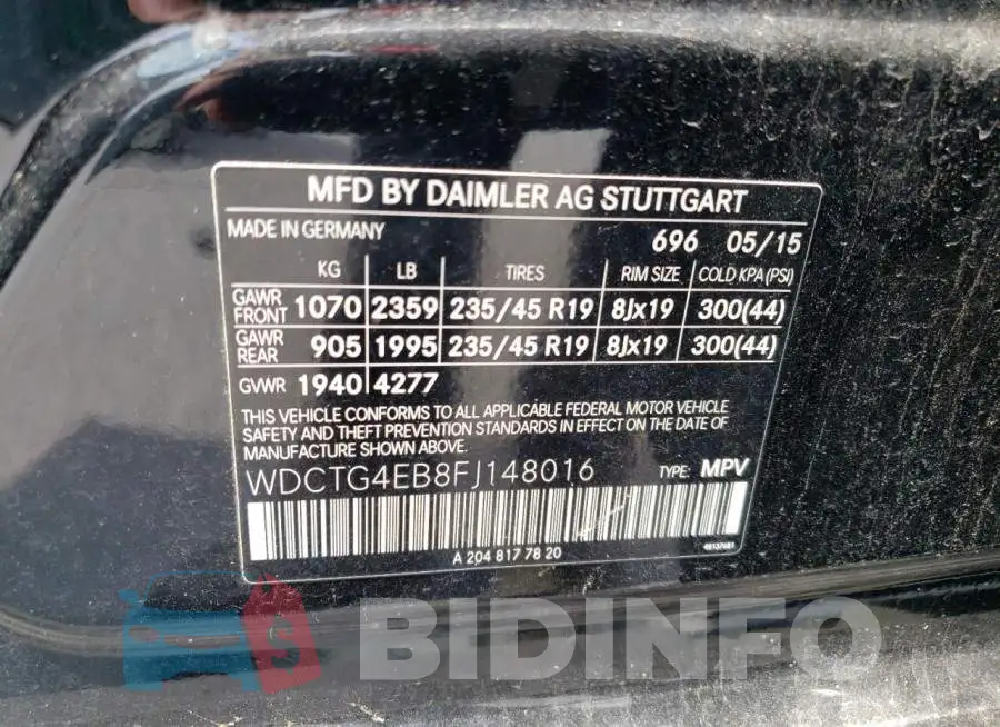 WDCTG4EB8FJ148016 Photo# 13