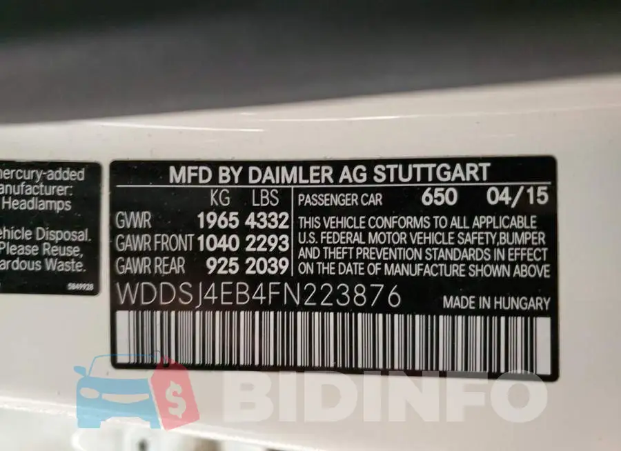 WDDSJ4EB4FN223876 Photo# 12