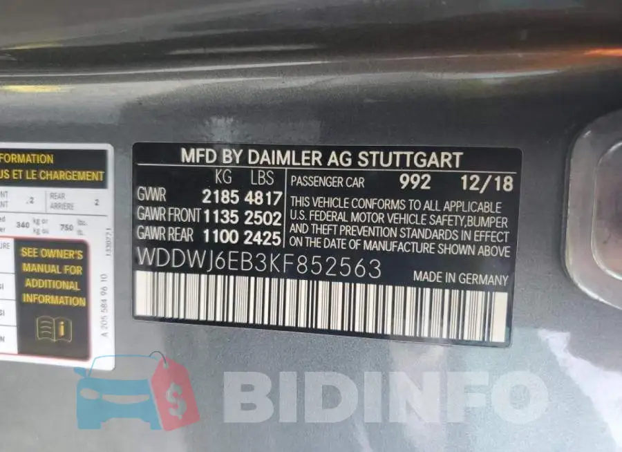WDDWJ6EB3KF852563 Photo# 12