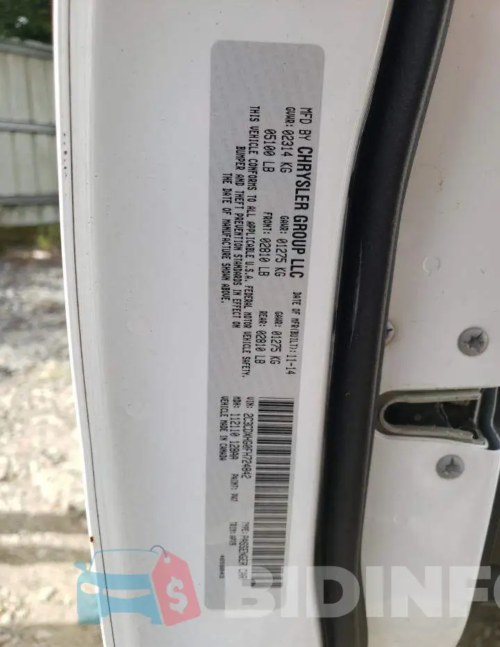 2C3CDXHG0FH724842 Photo# 10