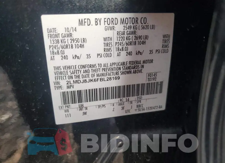 2LMDJ8JK6FBL28169 Photo# 12