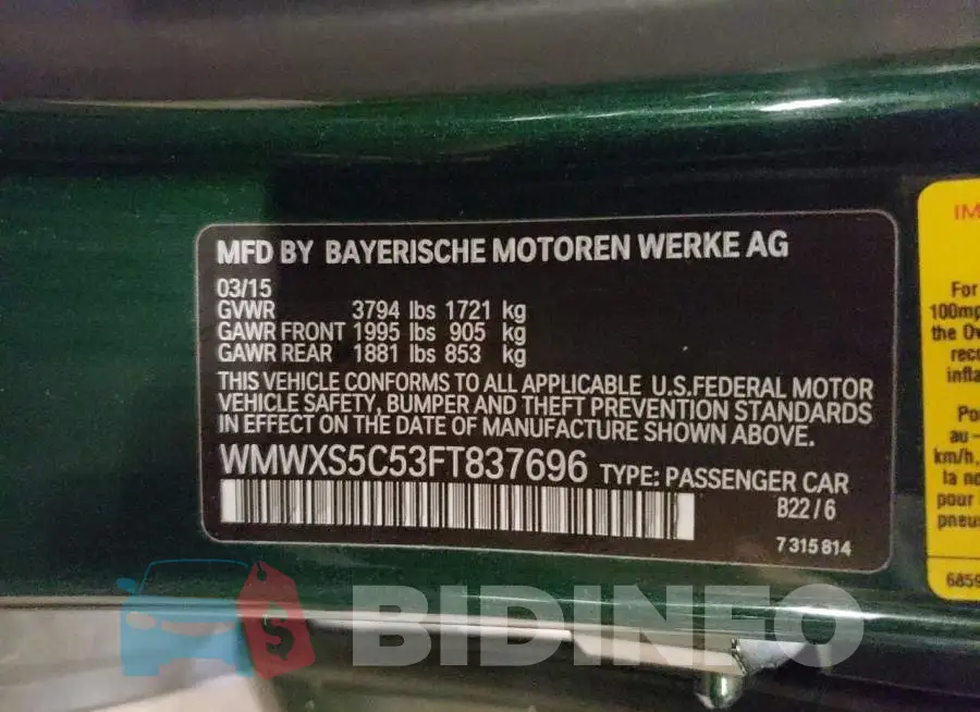 WMWXS5C53FT837696 Photo# 12