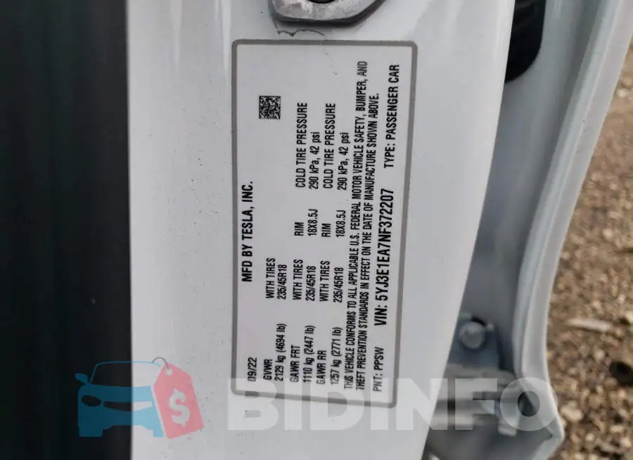 5YJ3E1EA7NF372207 Photo# 12