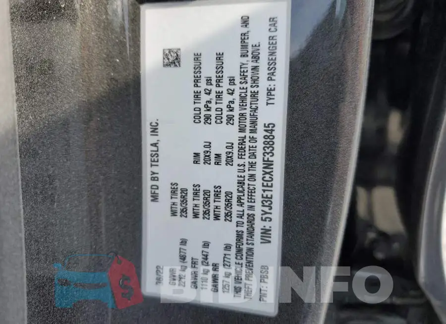 5YJ3E1ECXNF338845 Photo# 12