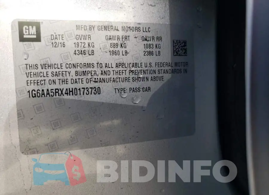 1G6AA5RX4H0173730 Photo# 13
