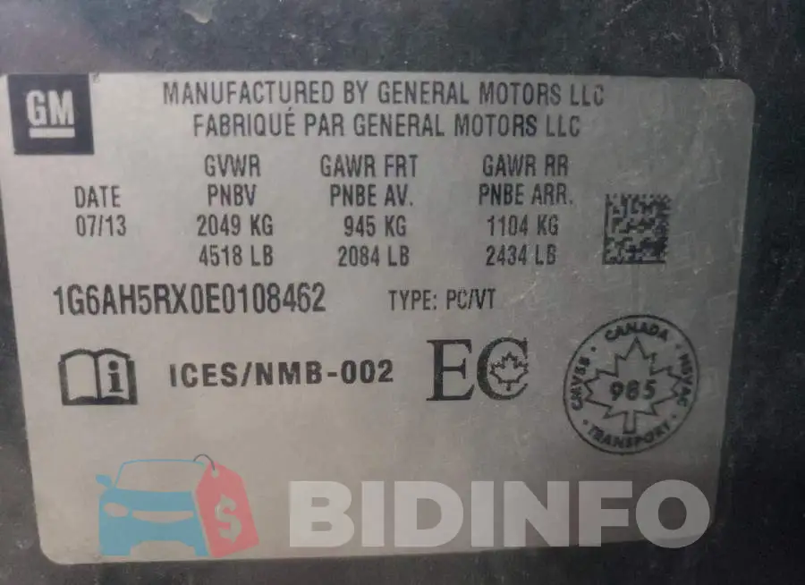 1G6AH5RX0E0108462 Photo# 13