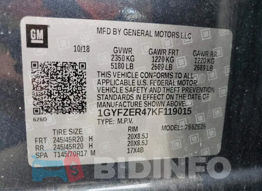 1GYFZER47KF119015 Photo# 12