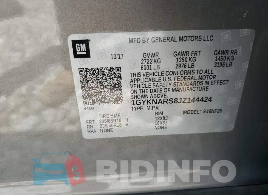 1GYKNARS8JZ144424 Photo# 12