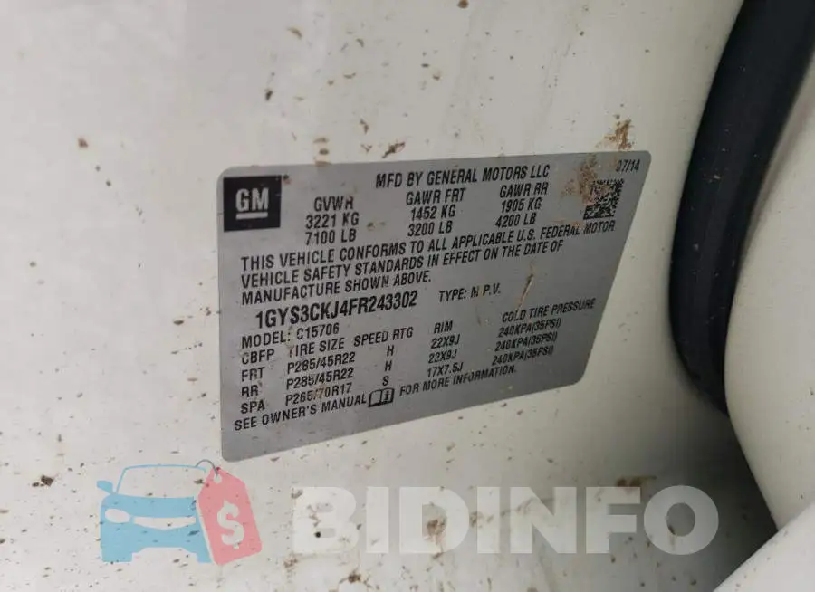 1GYS3CKJ4FR243302 Photo# 12