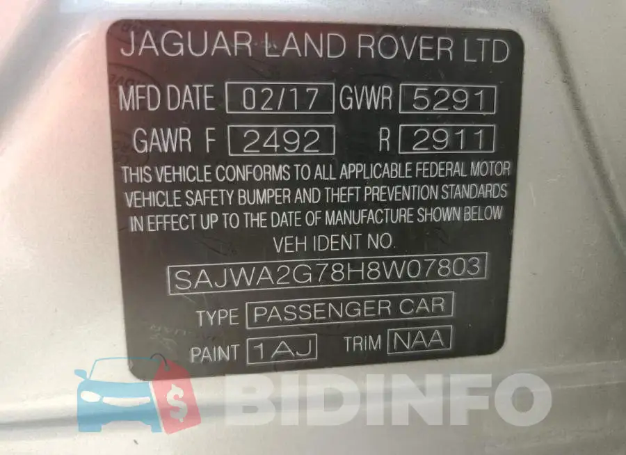 SAJWA2G78H8W07803 Photo# 12