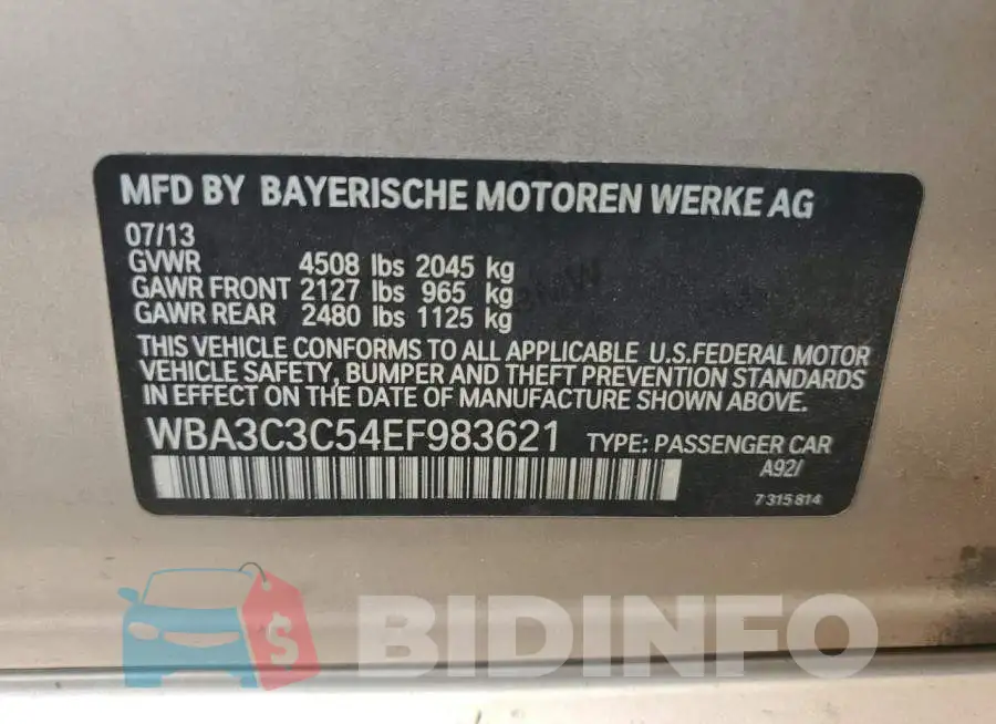 WBA3C3C54EF983621 Photo# 12
