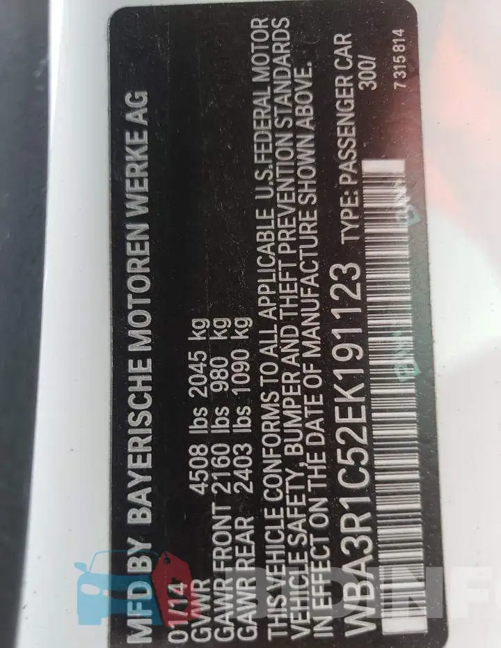 WBA3R1C52EK191123 Photo# 13