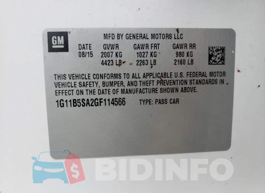 1G11B5SA2GF114566 Photo# 13