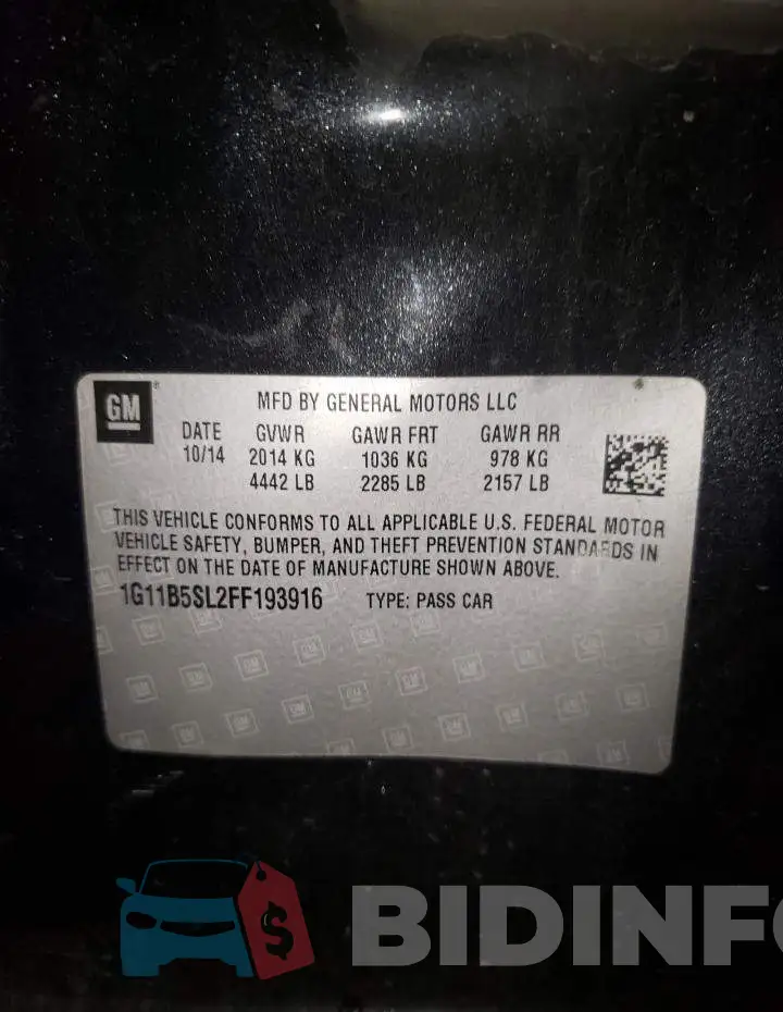 1G11B5SL2FF193916 Photo# 13