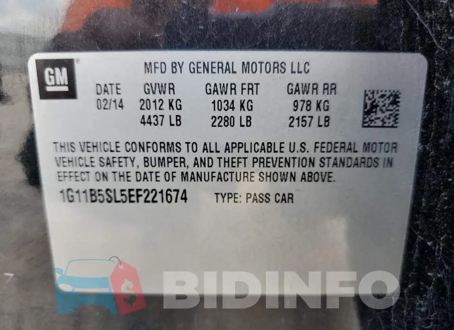 1G11B5SL5EF221674 Photo# 12