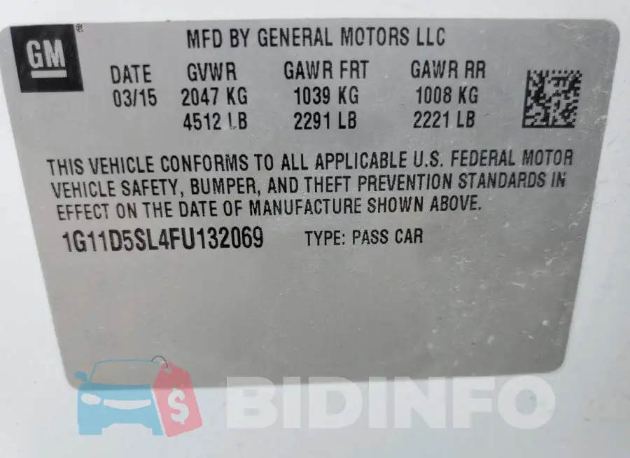 1G11D5SL4FU132069 Photo# 12