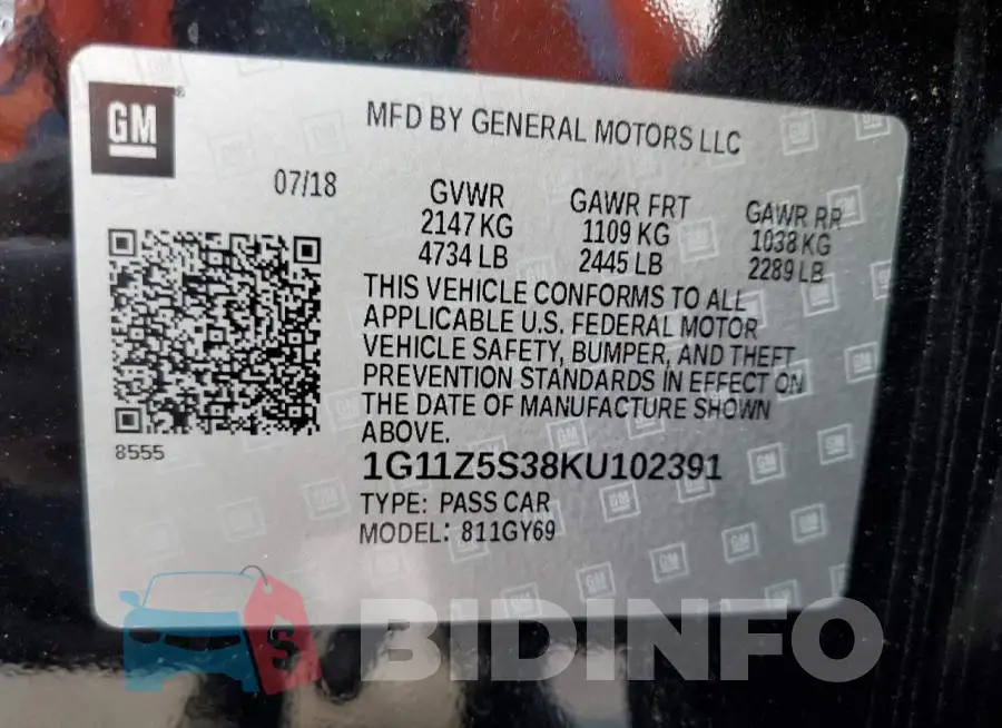 1G11Z5S38KU102391 Photo# 13