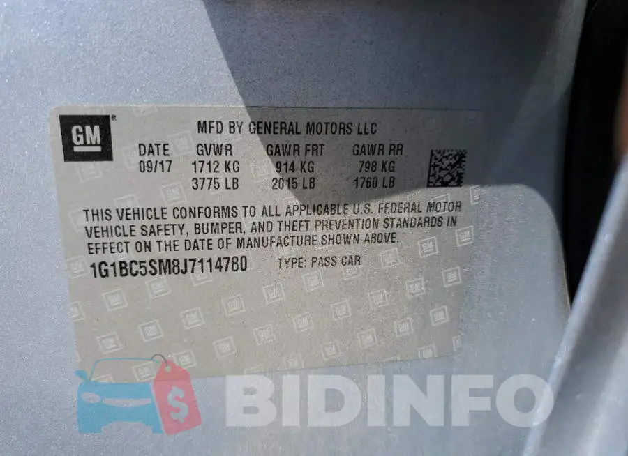 1G1BC5SM8J7114780 Photo# 12