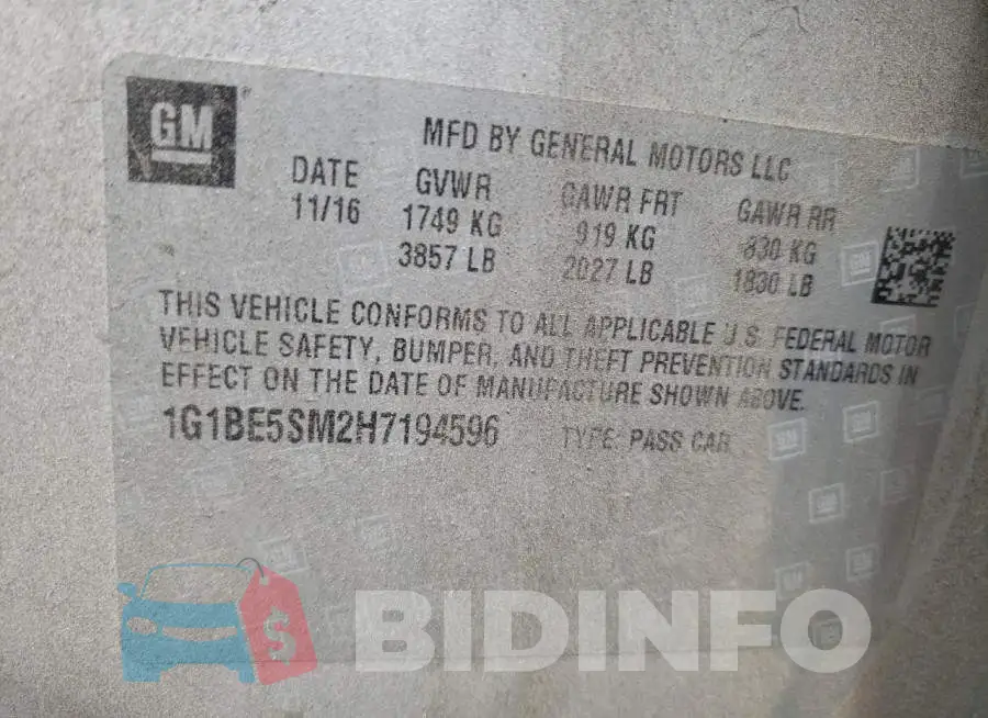 1G1BE5SM2H7194596 Photo# 12