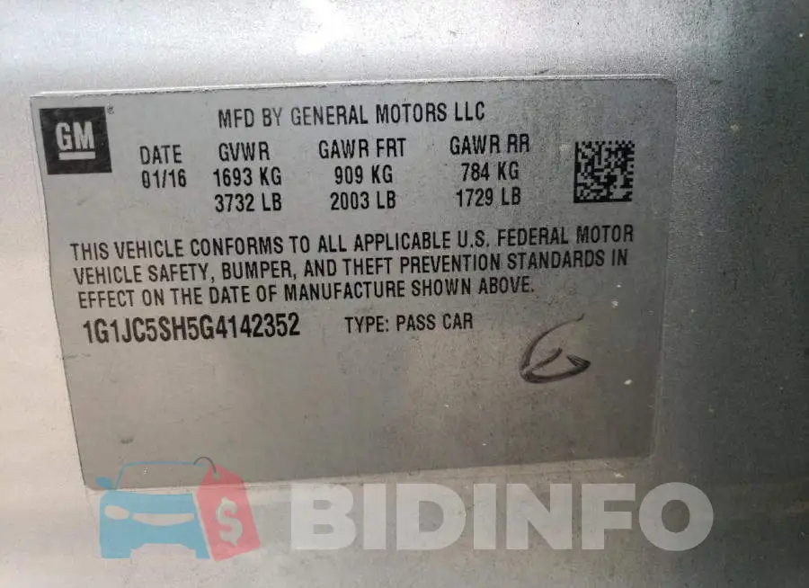 1G1JC5SH5G4142352 Photo# 12