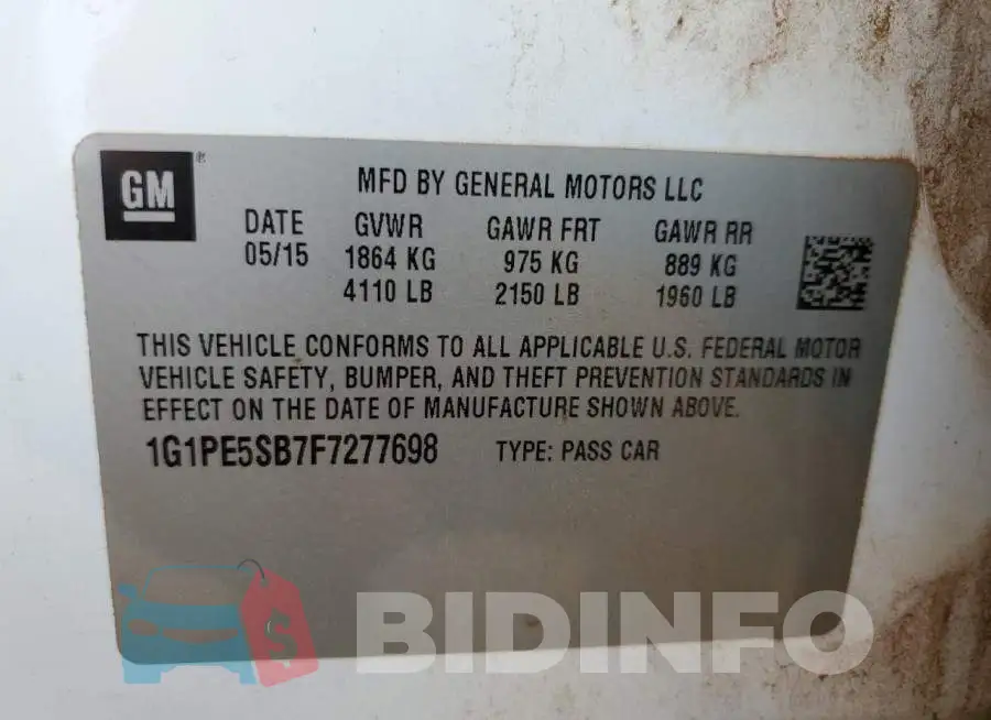 1G1PE5SB7F7277698 Photo# 13