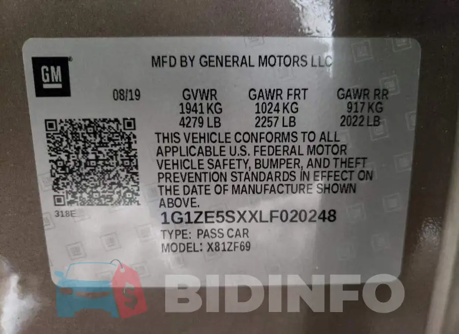 1G1ZE5SXXLF020248 Photo# 13