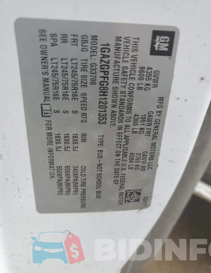 1GAZGPFG8H1201353 Photo# 13