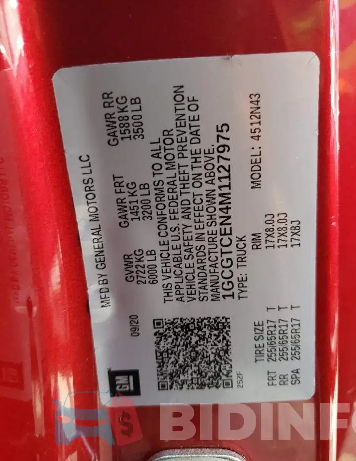 1GCGTCEN4M1127975 Photo# 13