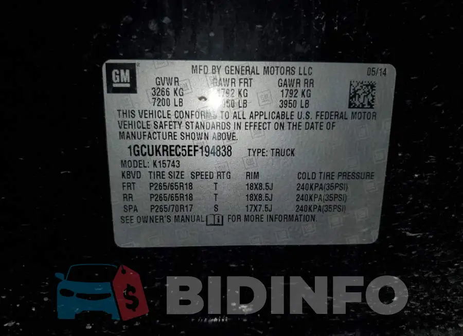 1GCUKREC5EF194838 Photo# 13