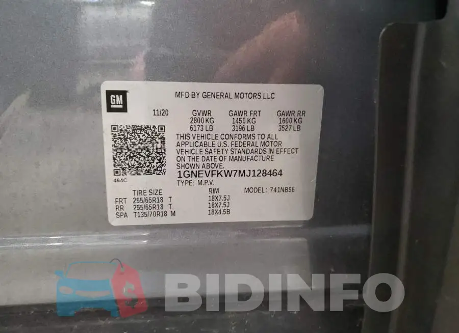 1GNEVFKW7MJ128464 Photo# 13