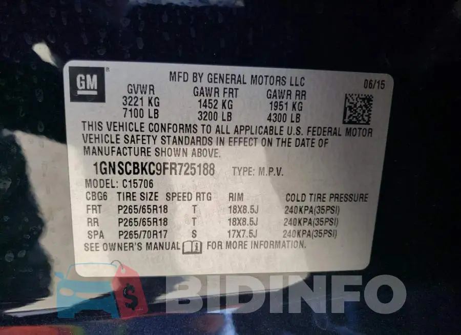 1GNSCBKC9FR725188 Photo# 13