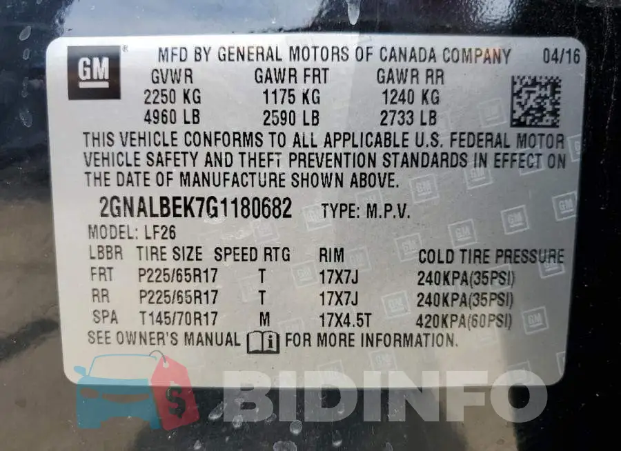 2GNALBEK7G1180682 Photo# 12