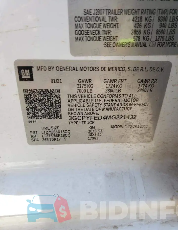 3GCPYFED4MG221432 Photo# 12