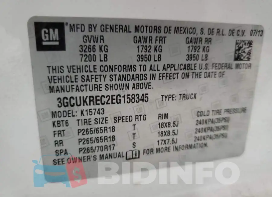 3GCUKREC2EG158345 Photo# 12