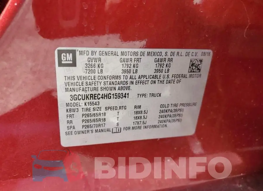 3GCUKREC4HG159341 Photo# 12