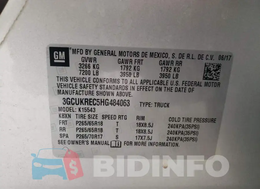 3GCUKREC5HG484063 Photo# 12
