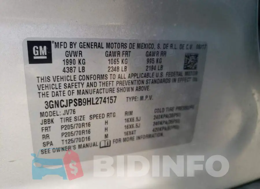 3GNCJPSB9HL274157 Photo# 13