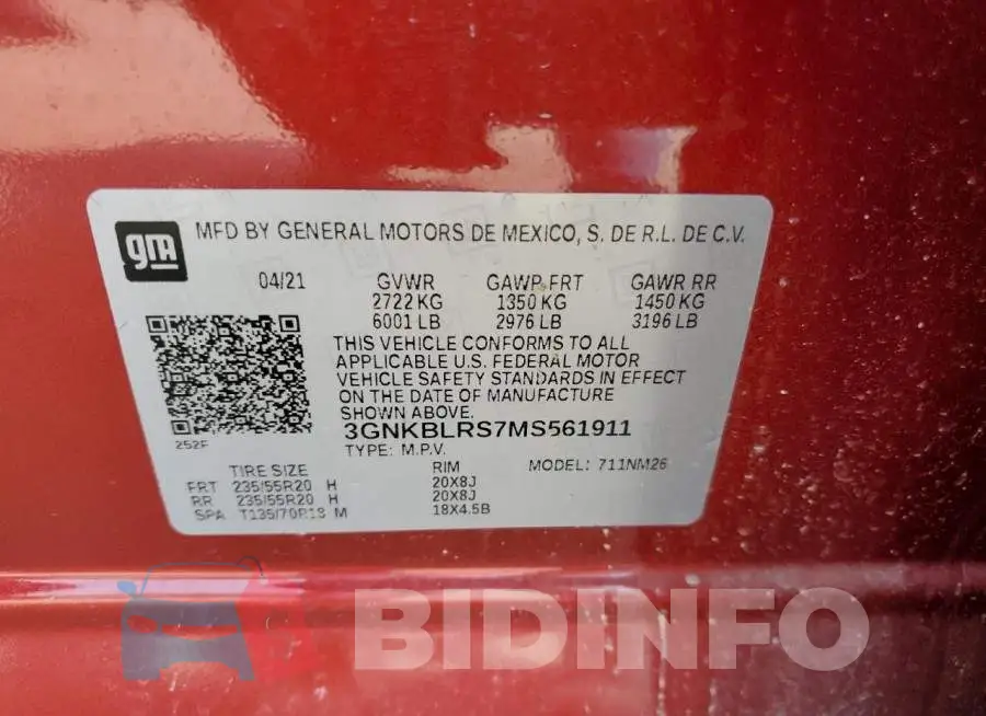 3GNKBLRS7MS561911 Photo# 13