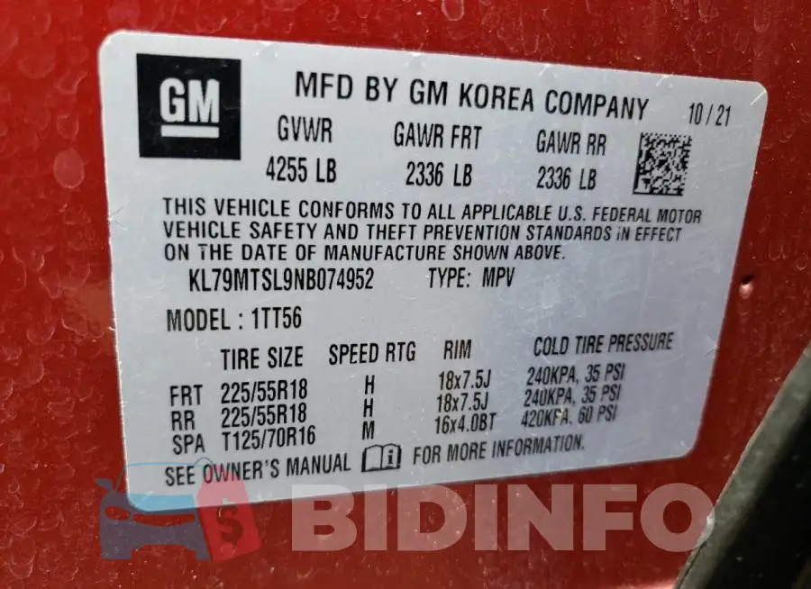 KL79MTSL9NB074952 Photo# 13