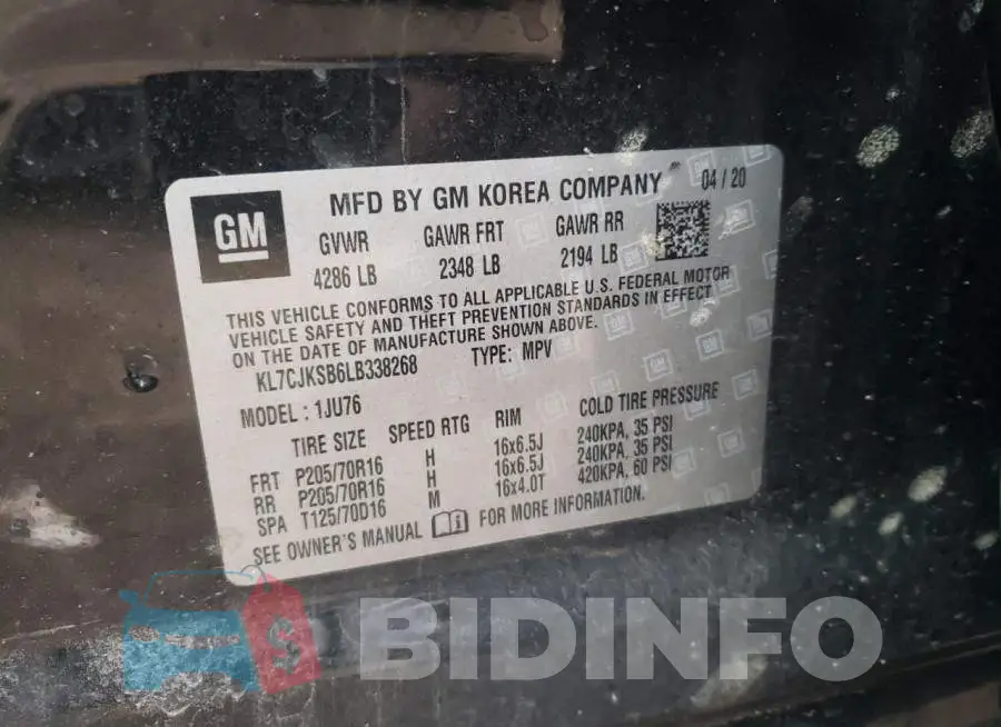 KL7CJKSB6LB338268 Photo# 13