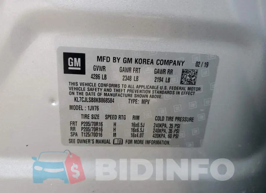 KL7CJLSB8KB868584 Photo# 12