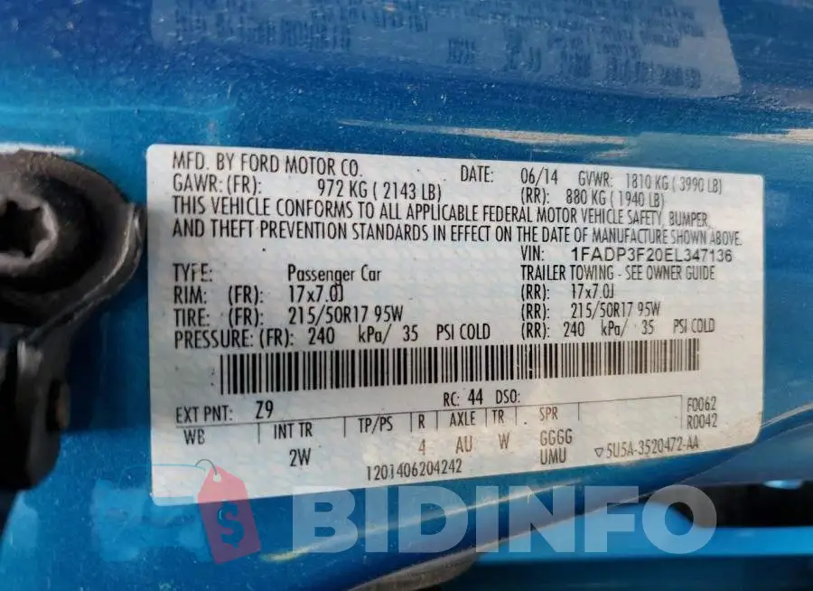 1FADP3F20EL347136 Photo# 12