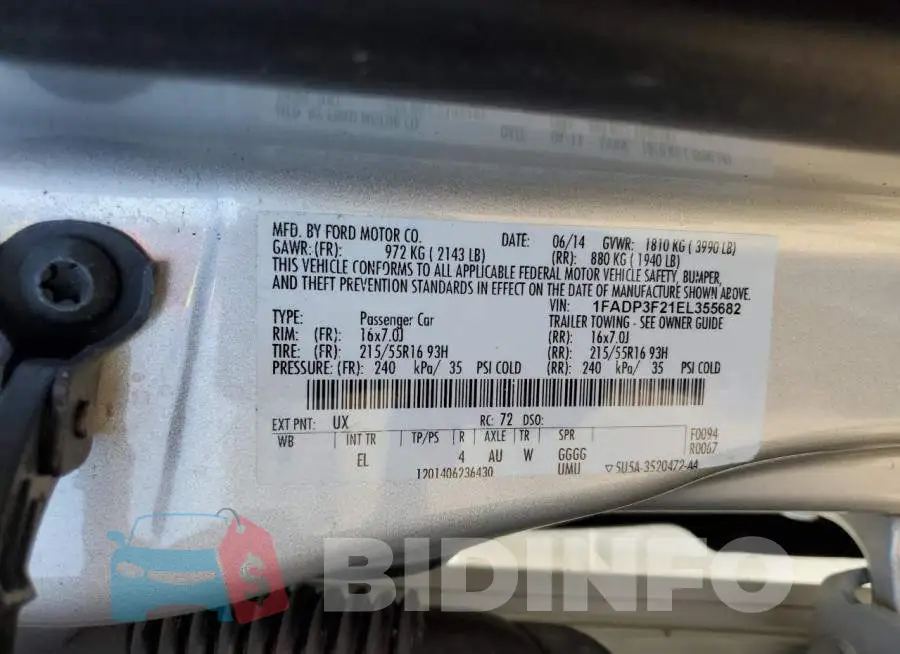 1FADP3F21EL355682 Photo# 13