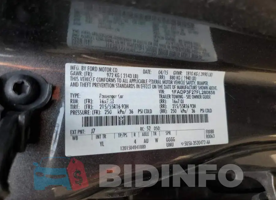 1FADP3F27FL280858 Photo# 12