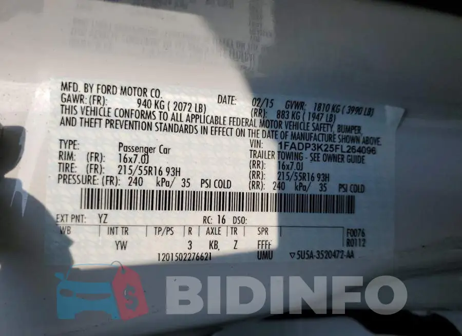 1FADP3K25FL264096 Photo# 12