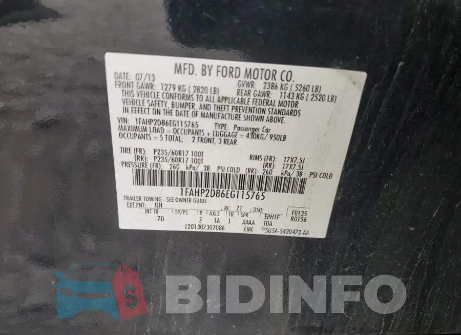 1FAHP2D86EG115765 Photo# 12