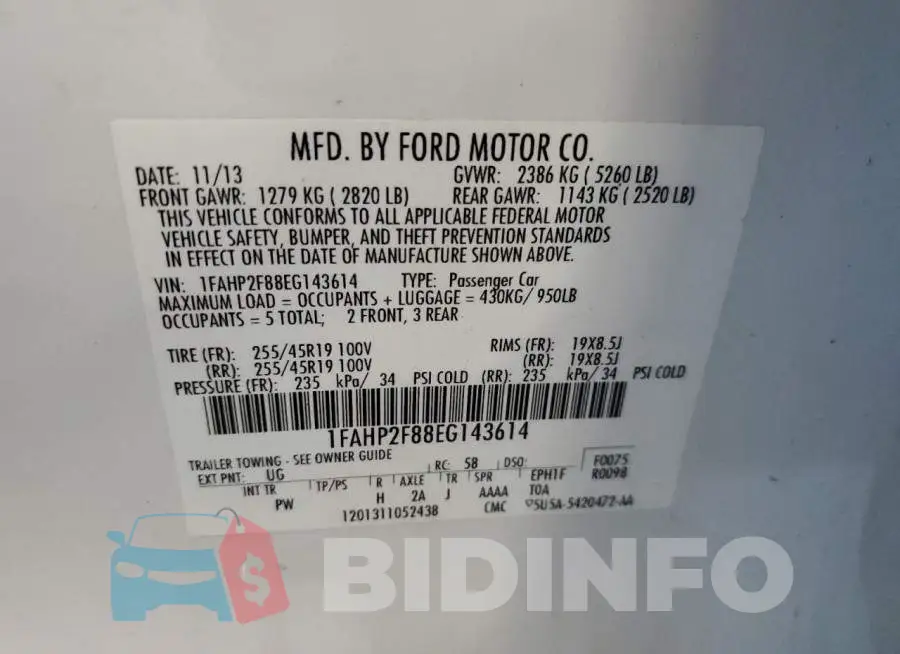 1FAHP2F88EG143614 Photo# 12