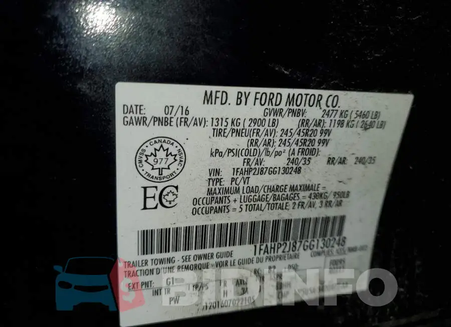1FAHP2J87GG130248 Photo# 12