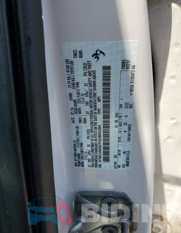 1FMCU9GD7HUB00286 Photo# 12