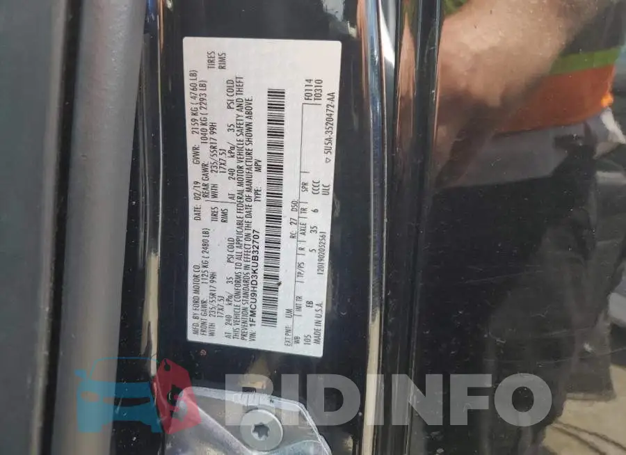 1FMCU9HD3KUB32707 Photo# 14